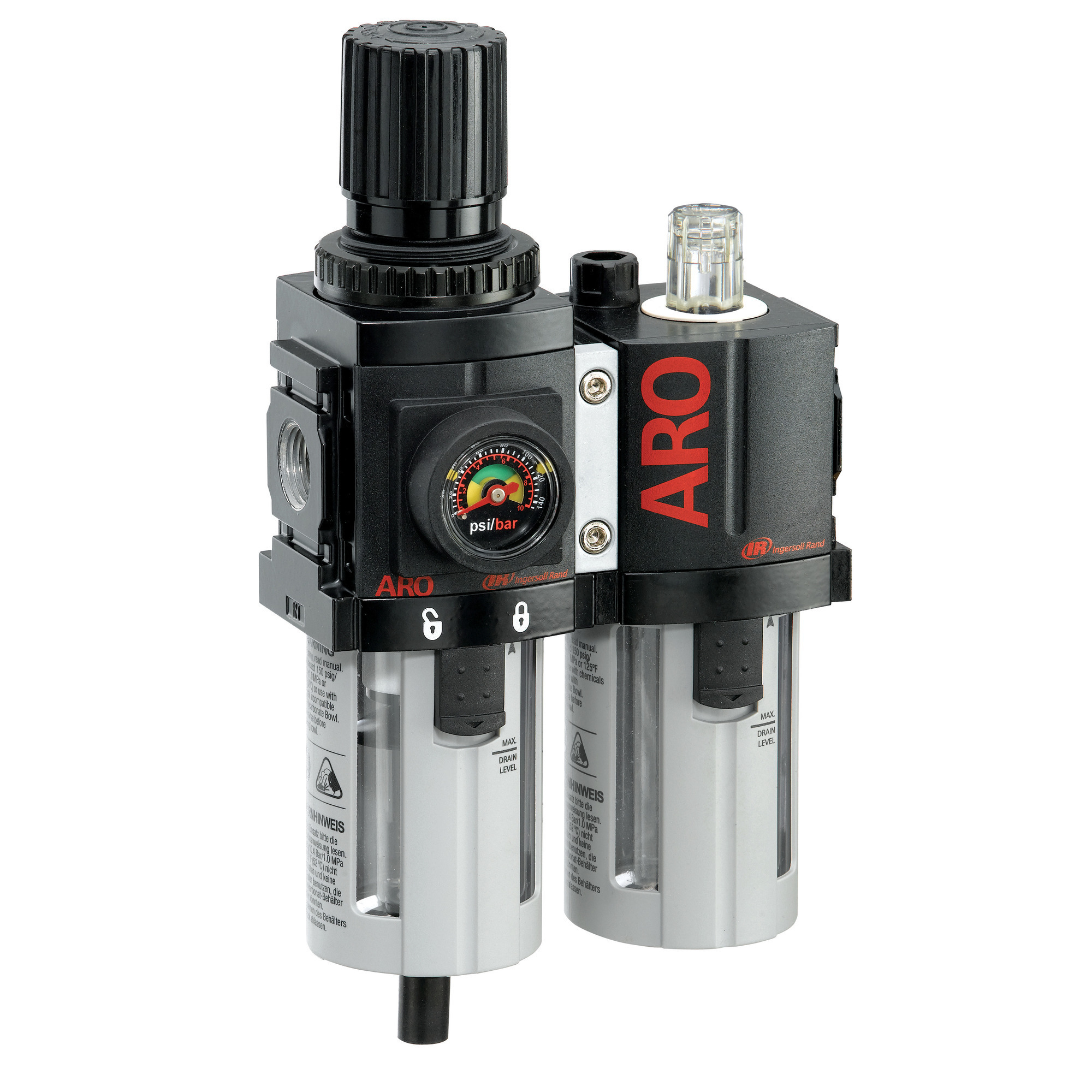 Ingersoll Rand ARO Combination Air System Accessories, 3/8in., Filter, Regulator, Lubricator, 71 CFM, Model# C38231600VS